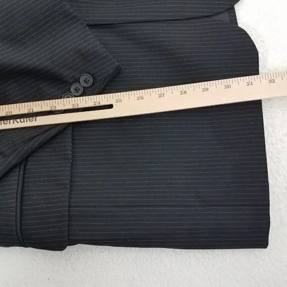 NEW Stafford Signature Men's 40 Regular Wool Blazer Suit Jacket in Black Stripe